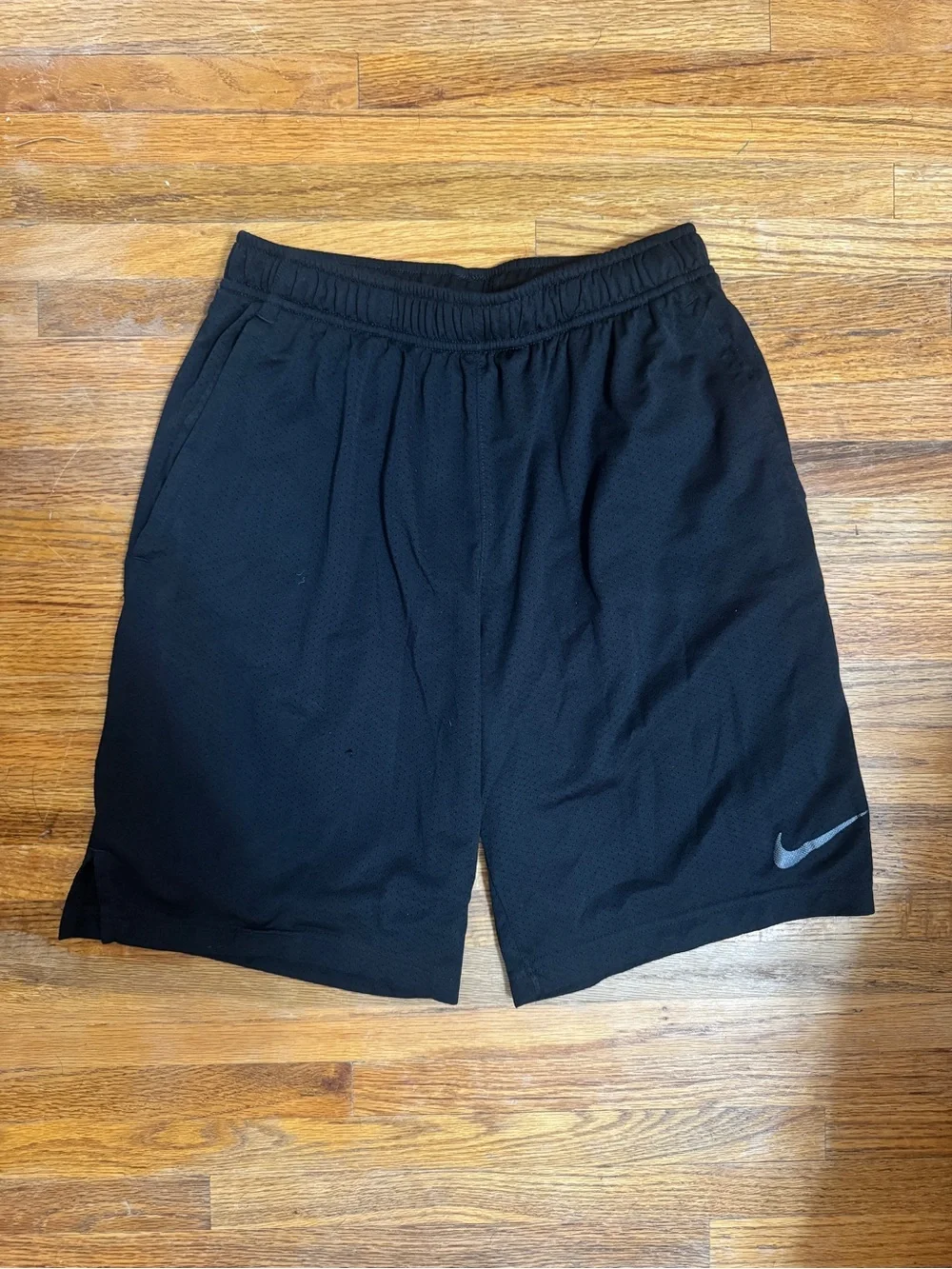Nike Black Athletic Mesh Shorts with Swoosh